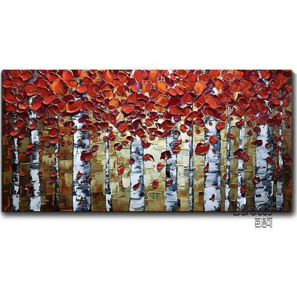 Silver Birch 100% Hand Painted Palette Knife Landscape Oil Painting Modern Fashion Home Wall Art Decoration