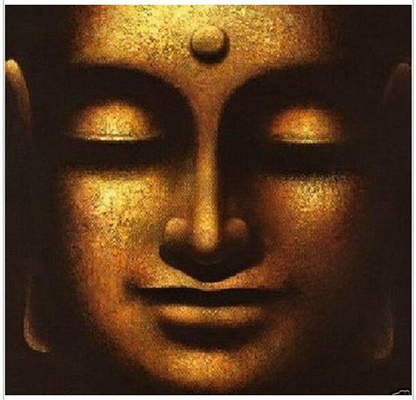 Handmade Wall art Home Decoration Solemn Buddha Oil Painting Zen Face No Framed