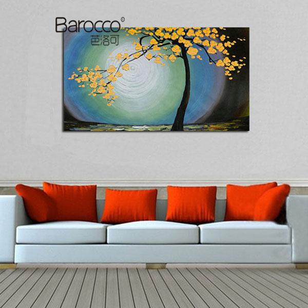 Yellow Flowers Tree Abstract Oil Painting 100% Hand Painted Landscape Oil Painting on Canvas Modern Home Decoration Wall Art