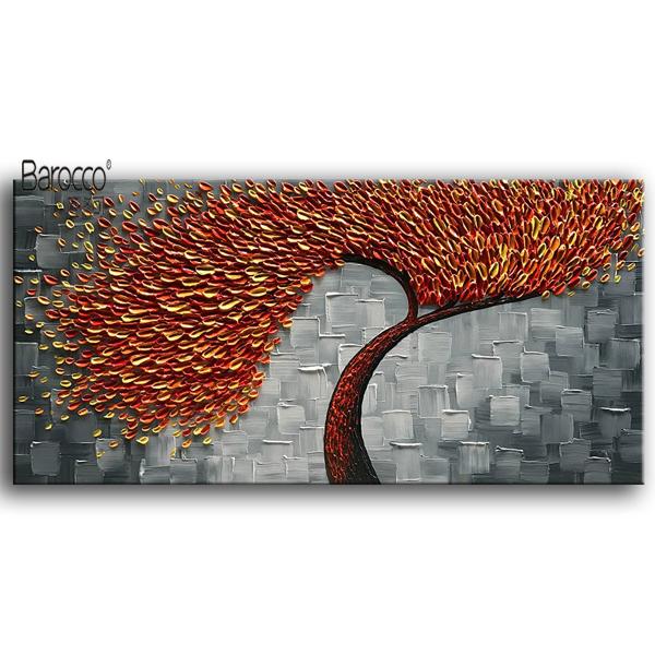 Hand Painted Palette Knife Oil Painting Leaves Tree Modern Wall Art Decoration Home Living Room Office