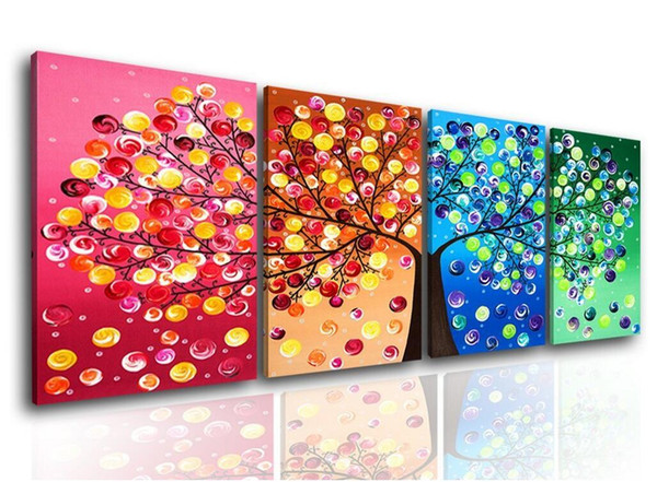 No framed Four Seasons Tree Wall Canvas Painting Art Decoration Picture Prints Oil Painting for Home Living Room Wedding Decoration Gifts