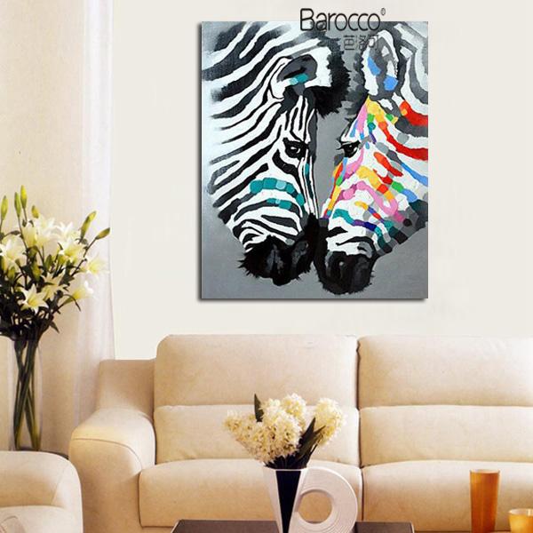 Modern Abstract Color Zebra Lover Painting Hand Painted Animal Oil Painting Fashion Wall Art Home Decoration