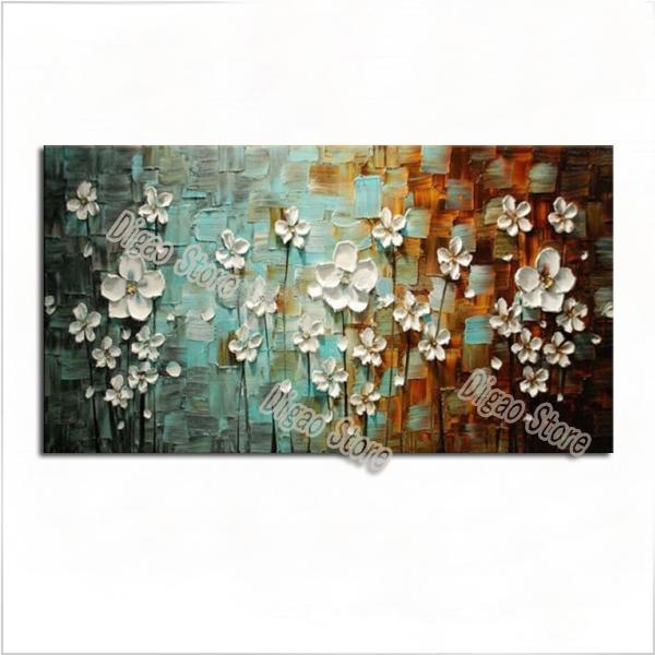 White flowers pure hand painted scenery oil painting on canvas modern simple style home wall art decoration paintings