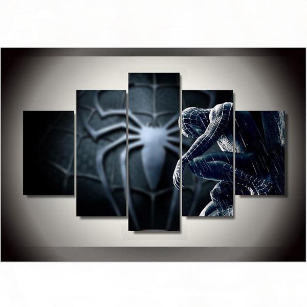 5 Pieces Spider-Man HD Print Abstract Figures Oil Painting Modern Fashion Home Wall Decoration No Framed