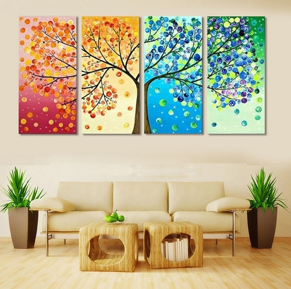 2016 40x60x4 Four Seasons Tree Wall Canvas Painting Art Decoration Picture Prints Oil Painting for Home Living Room Wedding Decration No Fra