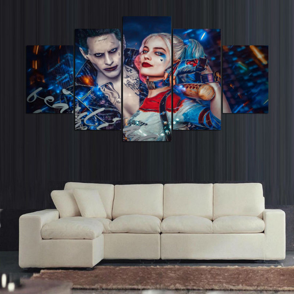 Suicide Squad The Joker and Harley Quinn Jared Leto and Margot Robbie suicide squad art Illustrated Giclee Prints Home Decor (No Frame)