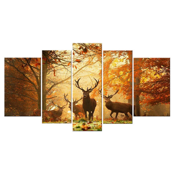 wholesale 5 Piece Deer Pattern Oil Painting Wall Art Picture Modern Home Decor Living Room or Bedroom Canvas Print Painting unframed