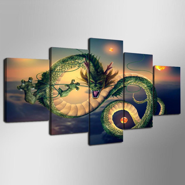 Abstract Green Dragon In The Sky Canvas Painting Modular HD Printed Animal Pictures for Home or Sofa Background Decoration Unframed