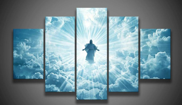 Print 5 pcs canvas wall art print Jesus is coming painting art picture home Decor Canvas Art Print Painting on canvas no frame