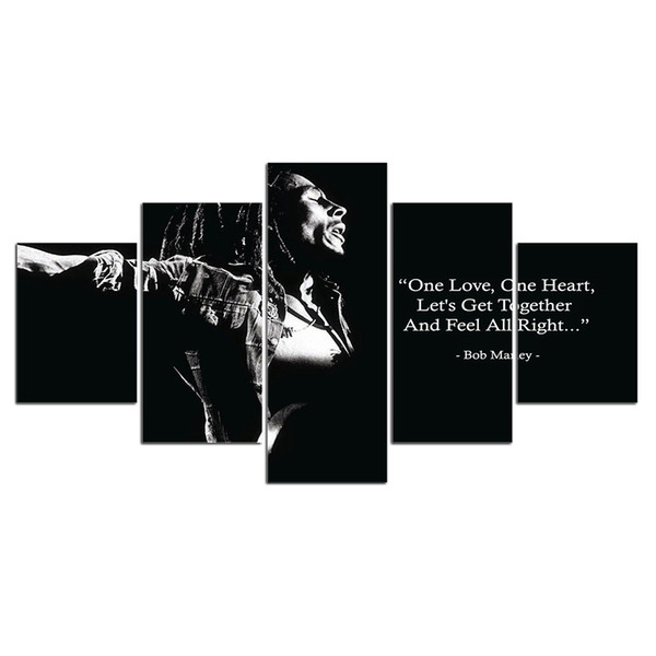 Decorative Painting 5 Piece HD Printed bob marley black white quote Painting Canvas Print Room Decor Poster Picture Canvas Art