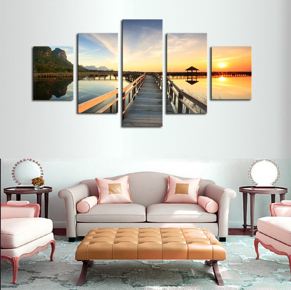 5 Panels Wooden Pallets HD Picture Canvas Print Painting Artwork Wall Art Canvas Painting Painting On Canvas No Frame Free Shipping