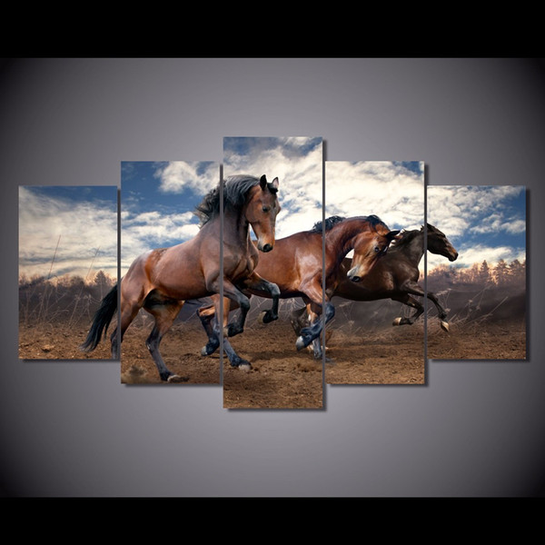 Wholesale Abstract Wall Pictures Running Horse Beautiful Animals Painting Pictures for Home Wall Decoration No Frame