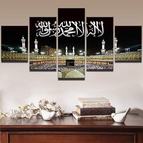 LARGE 5 Panels Art Canvas Print Islamic Mosque Castle Art Wall home Decor interior (No Frame)