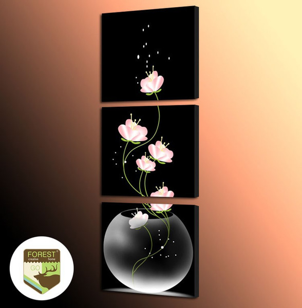 Modern art Giclee Wall Picture Poster (No Frame) Transparent Vase Pink Flower Still Life Oil Painting Prints For Home Decor