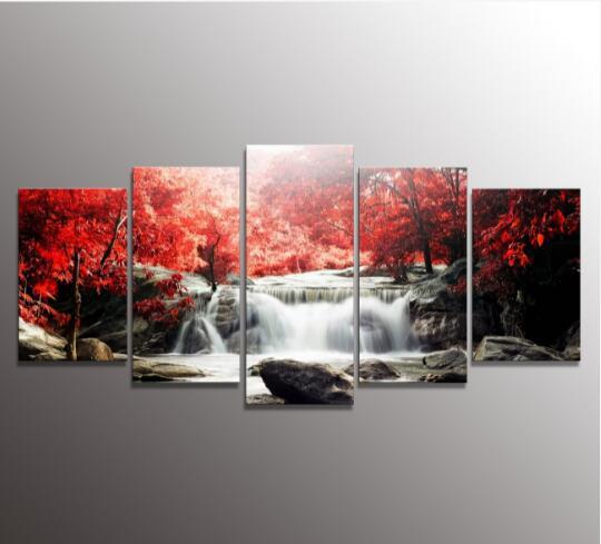 5 The Panel Wall Art of Mangroves and waterfalls Painting Pictures Print On Canvas The Picture For The Home Modern Decoration