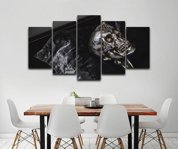 Metallic Skull Spray Oil Painting LARGE 5Panels Giclee Prints Modern Home Decor interior (No Frame)