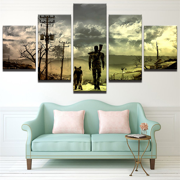 5 Panel Animation Characters Poster Oil Painting Giclee Canvas Prints Home Decor interior (No Frame)