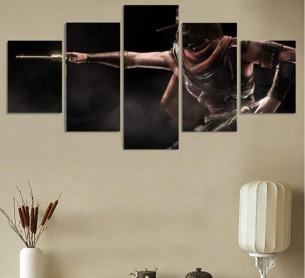 Without Framed 5 Pcs Large HD Print Oil Painting On Canvas Mortal Kombat Movie Game Wall Art Games Poster 60