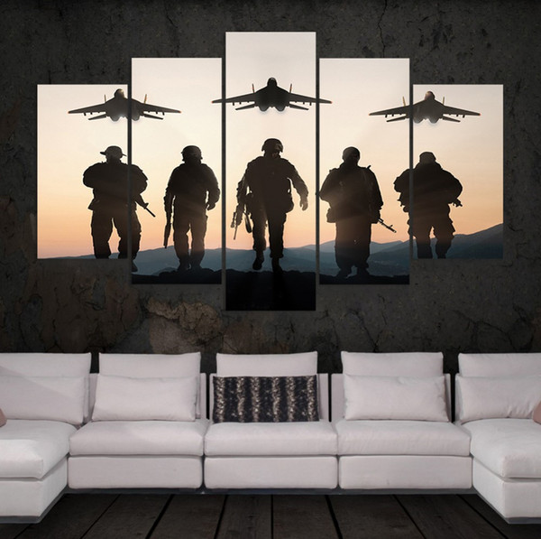 HD Print 5 panels abstract flat soldiers Painting on canvas wall art picture modern home decor print canvas painting No Frame