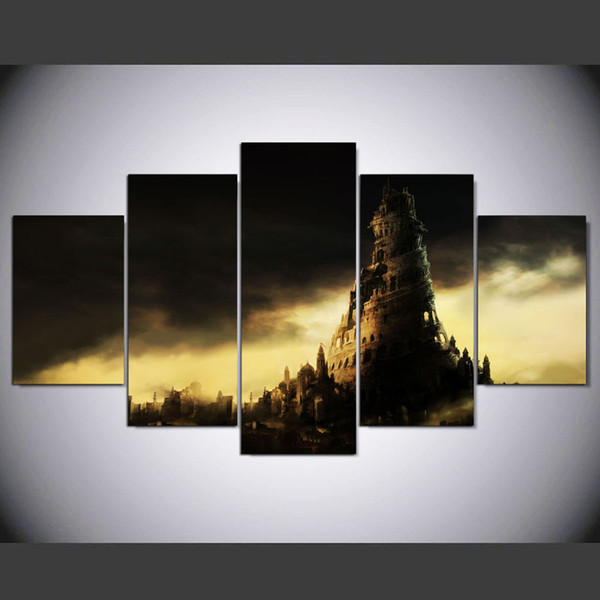 5 Panels Art Canvas Print Prince of Persia The Two Thrones Art Painting Wall home Decor interior Vintage Decoration (No Frame)