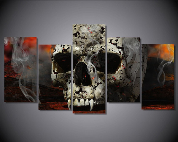 Wholesale Abstract Skull with Smoke Wall Poster Canvas Print Painting for Living Room Decoration Unframed