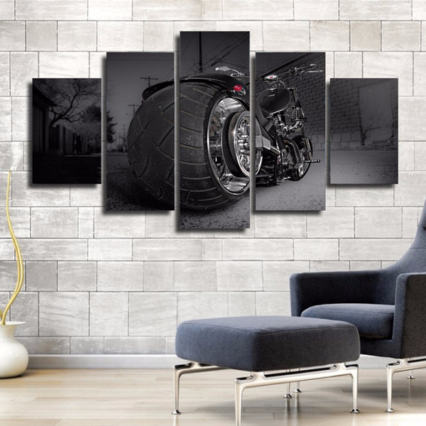 Wholesale 5 panels modern motorcycle canvas artwork for home decoration new style painting pictures home decoration no frame