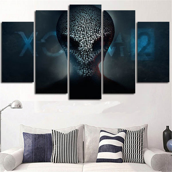 Wholesale Abstract 5 Piece Modular Robot Canvas Prints Wall Painting Pictures Art Print Posters for Library or Home Decor Quadros Hot Sale