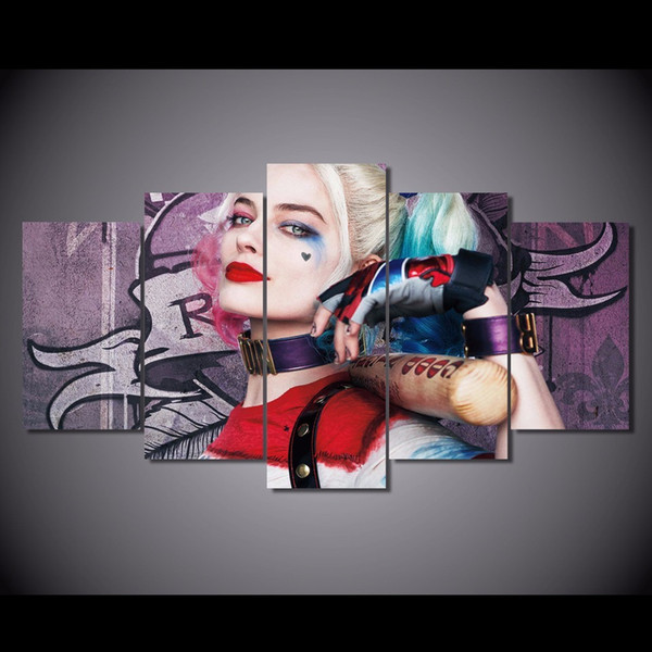 Wholesale New HD Print Oil Painting Wall Decor Art On Canvas Harley Quinn 5PCS/Set for Home Decoration Unframed Free Shipping