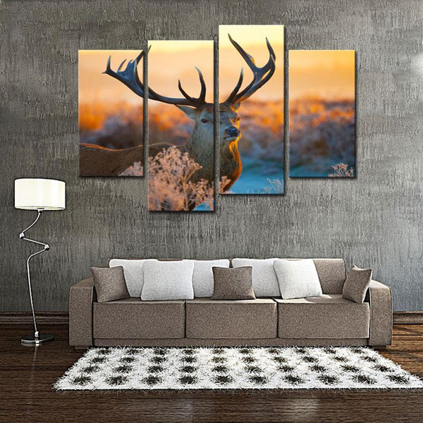 Wholesale Realist 4 panels The Antelope Canvas Print Painting for bedroom Decor HD Wall Art Picture Unframed free shipping