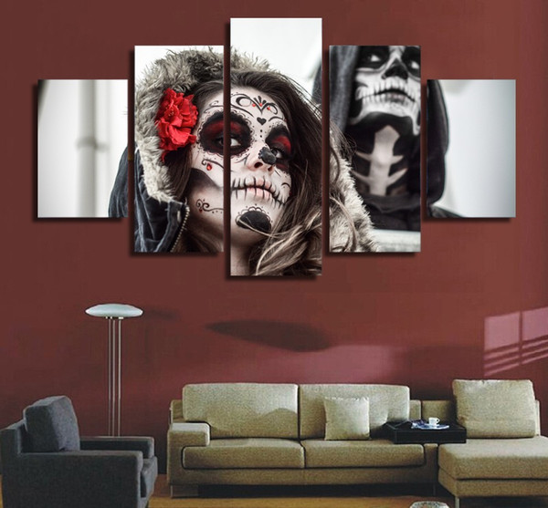 Wholesale Modern Abatsrct Skull Woman Canvas Print Painting Living Room Decoration Hot Sales New Style Wall Pictures free shipping Unframed