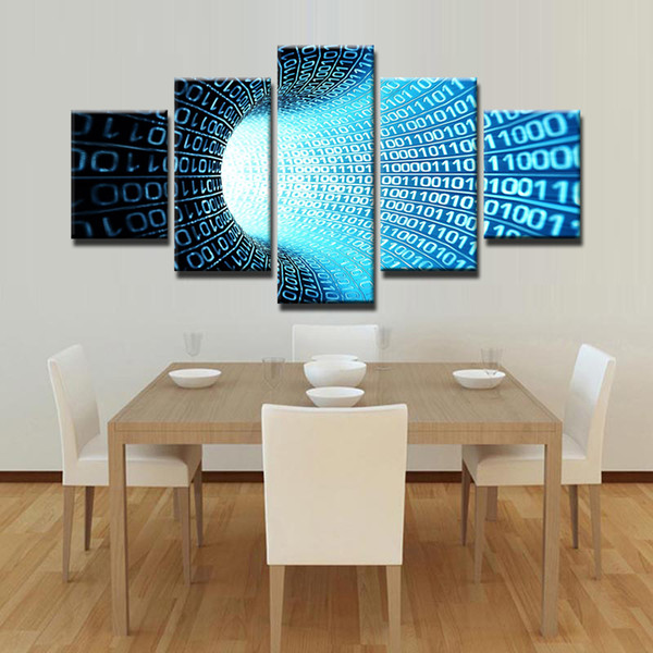 Scientific 5 Panel Binary System Wall Painting Canvas Art HD Print Pictures for Home or Office Decor Modular Paintings Hot Sale Unframed