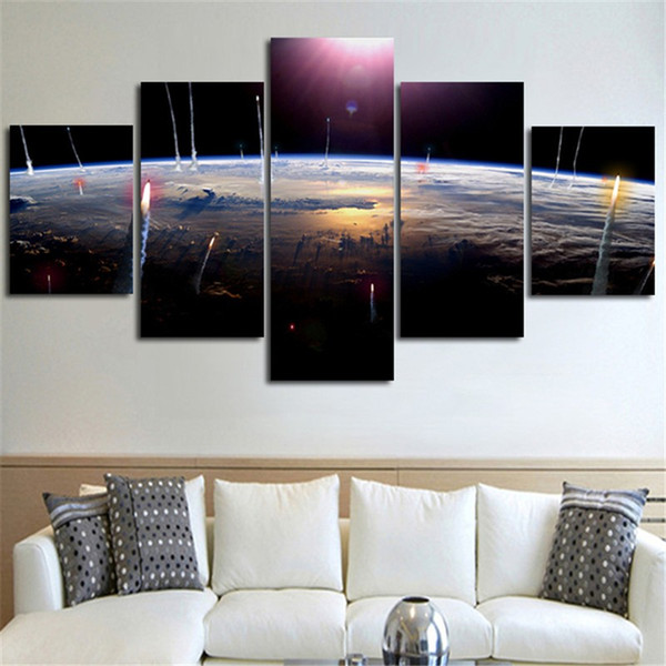 Wholesale New 5 Pieces Abstract The Surface of The Earth Planet Wall Hanging Painting Canvas Art Pictures for Home or Office Decor Unfaramed