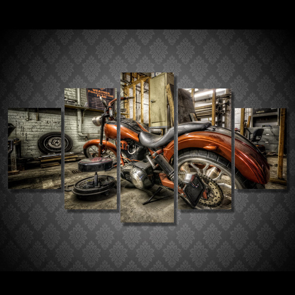 Modular Canvas Art Wall Pictures Unrame Home Decor Photo 5 Panel HD Printed Motorcycle Race Poster Car Modern Oil Painting