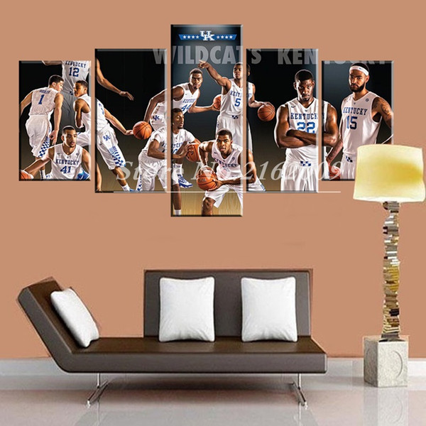 Unframed 5 Panel wall art design Basketball Oil Paintings living room decor Pictures Sports Posters Modern Home Bedroom Background