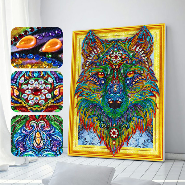 DIY 5D Diamond Painting Wolf Head Cross Stitch Mosaic diamond embroidery Needlework Patterns Rhinestone paintings Home decor