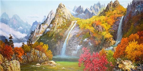 New diy diamond painting cross stitch kits resin pasted painting full round drill needlework Mosaic Home Decor mountain waterfall yx1371