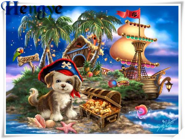 5D Diamond embroidery pirate boat cute dog diy diamond painting cross stitch kit resin full round&square diamond mosaic home decor yx2438