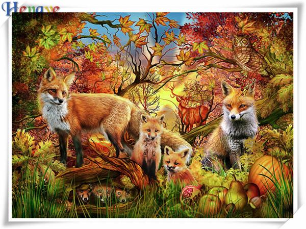 5D Diamond embroidery animal forest fox diy diamond painting cross stitch kit resin full square&round diamond mosaic home decor gift AA0416