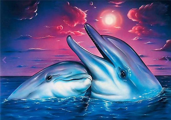 Diy diamond painting cross stitch kit rhinestone full round diamond embroidery animal cute dolphin home mosaic decoration yx4002