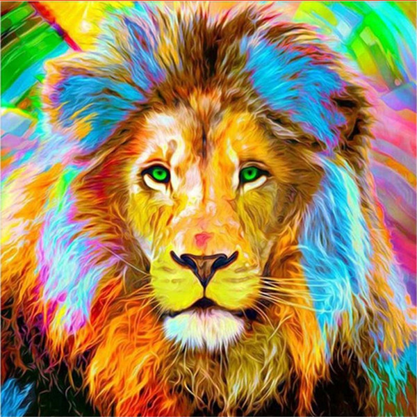 5D diy diamond painting cross stitch kit rhinestone full round&square diamond embroidery animal color lion home mosaic decor gift BB0080