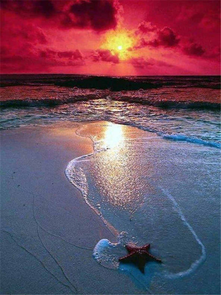 Rhinestone full square&round diamond embroidery sunrise sea beach 5D diy diamond painting cross stitch kit home mosaic decor gift BB1459