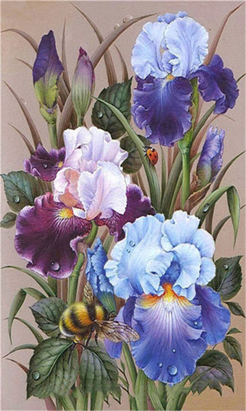 5D Diamond embroidery flower purple Iris diy diamond painting cross stitch kit resin full square&round diamond mosaic home decor gift BB0578