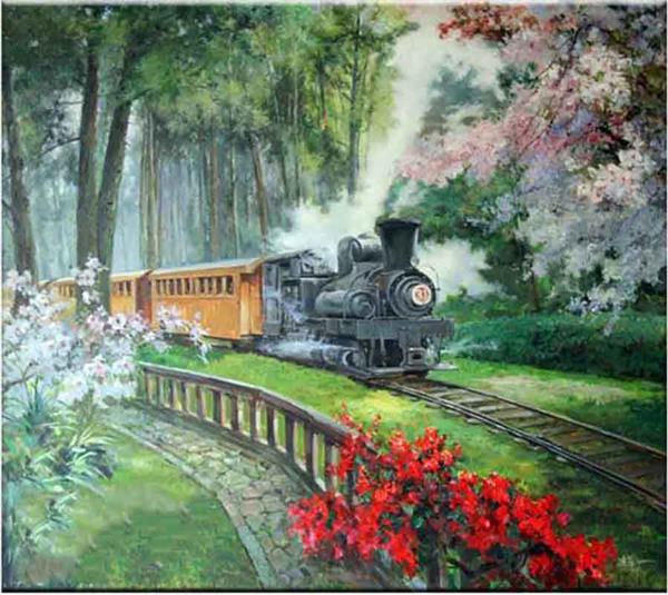 New Diamond Embroidery needlework diy Diamond painting Cross Stitch Kits forest flower train full round diamond mosaic Room Decor yx1448