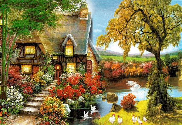 New DIY 5D Mosaic Diamond Painting Cross Stitch kits landscape forest lake full Resin round Diamonds Embroidery needlework Home Decor YY0139