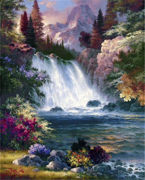 New DIY 5D Mosaic Diamond Painting Cross Stitch kits landscape waterfall full Resin round Diamonds Embroidery needlework Home Decor yx297