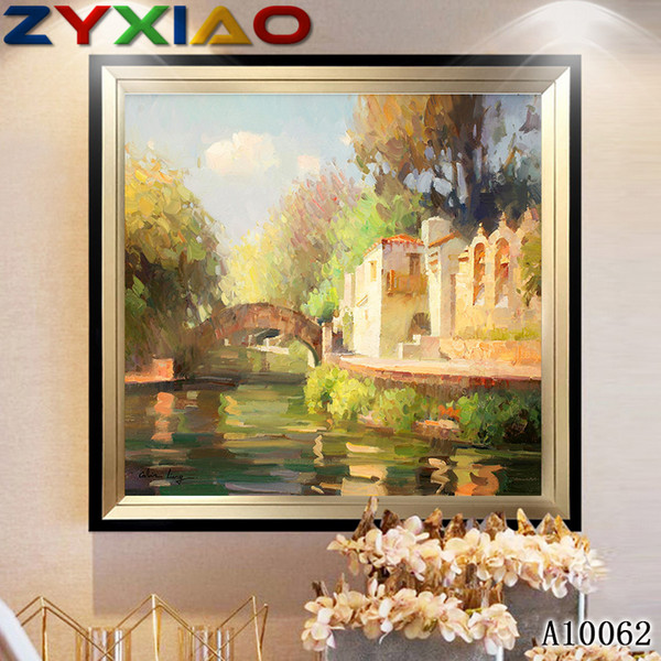 Diy diamond painting cross stitch kit rhinestone mosaic home decor gift landscape town lake full square&round diamond 5D embroidery A10062