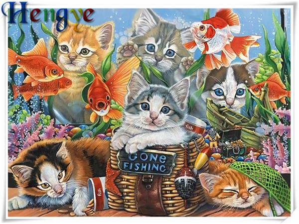 Mosaic home decor gift animal cute cat 5D diy diamond painting cross stitch kit rhinestone full round&square diamond embroidery yx2925