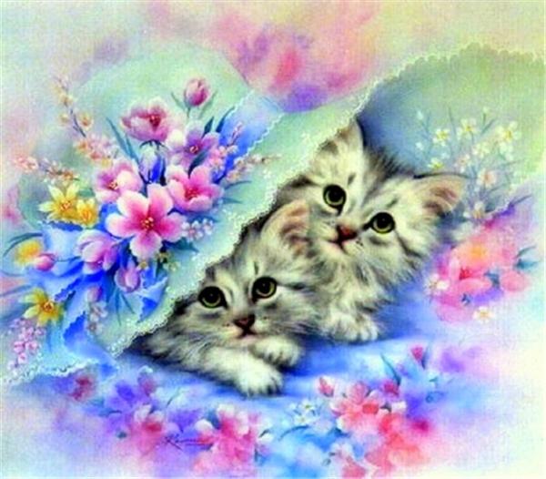 New needlework Diy diamond painting cross stitch kits full resin round diamond embroidery Mosaic Home Decor animal cute cat flower yx1413