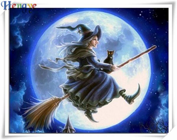 5D Diamond embroidery cartoon Witch diy diamond painting cross stitch kit full round&square diamond mosaic home decor gift wisdom toy A0441