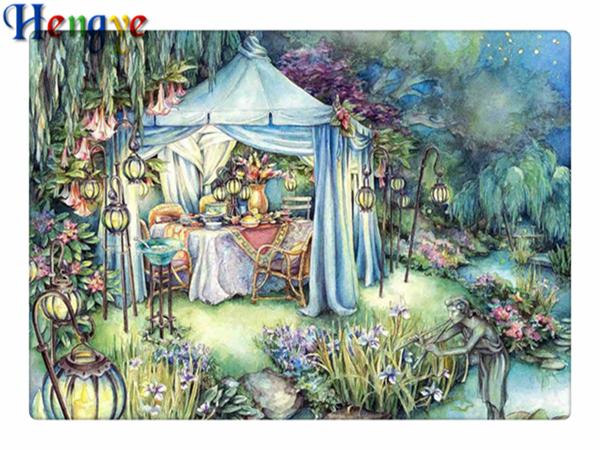 Rhinestone full round&square diamond embroidery scenery flower lake diy diamond painting cross stitch kit home mosaic decor gift ro0135